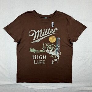 Miller High Life Bass Fish Graphic T-Shirt Brown Mens Medium MCMYY3WWSC